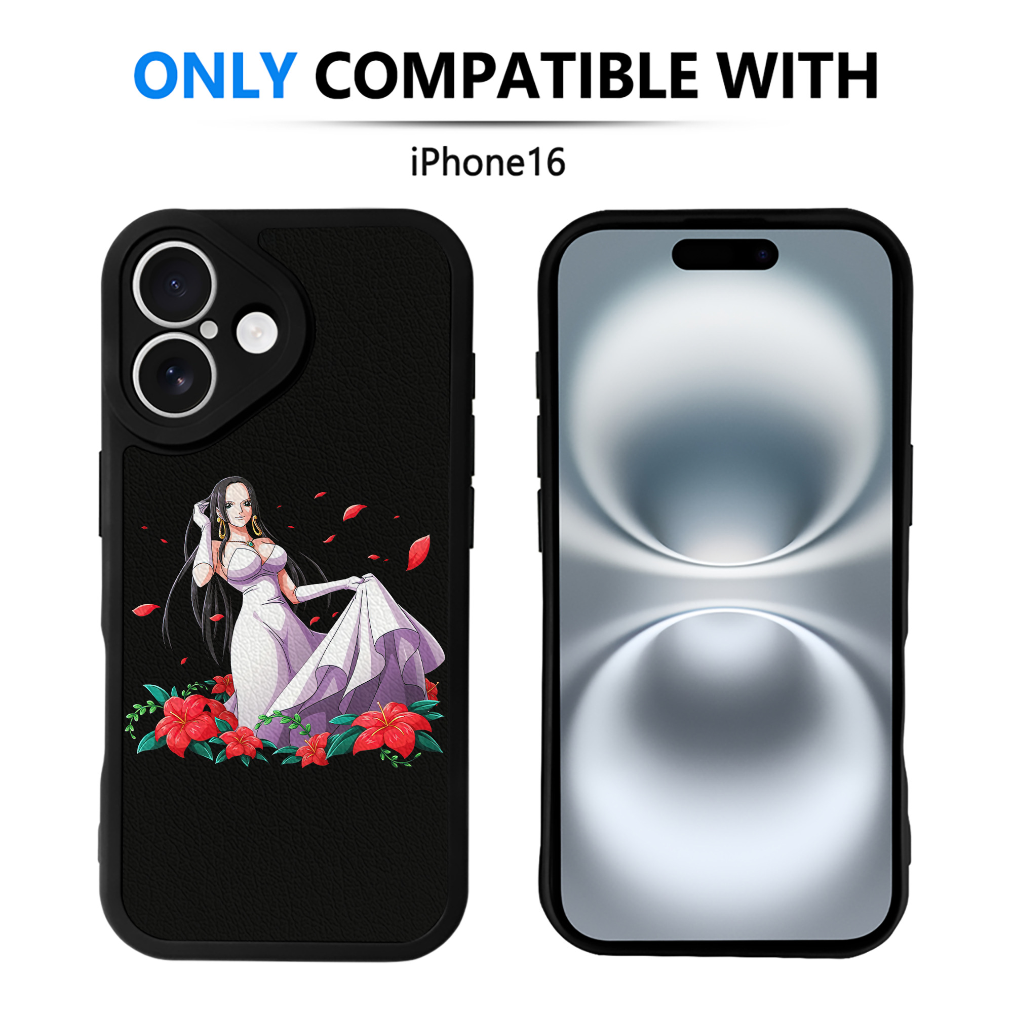 （画像用） ワンピース ボア・ハンコック ONE PIECE Boa·Hancock 【iPhone 16シリーズ対応】シリコンスマホケース（レザー調） 材質：シリコン